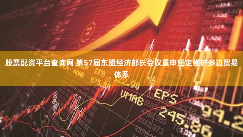 股票配资平台查询网 第57届东盟经济部长会议重申坚定维护多边贸易体系